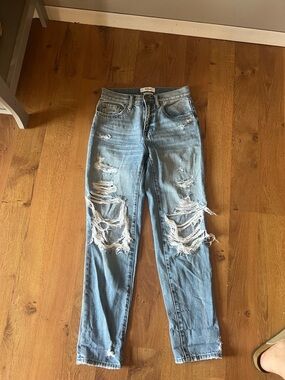 pistola Light Blue Distressed Straight-Leg Jeans